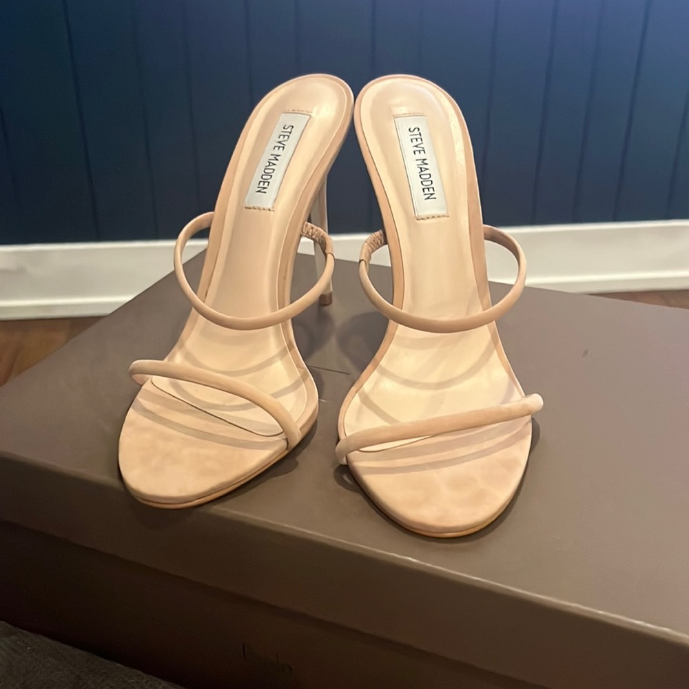 Strappy backless nude sandals